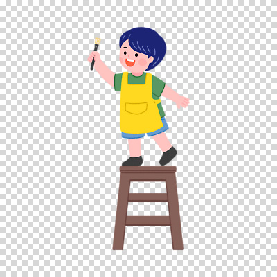 전신 편집이미지 남자 어린이 사다리 한명 들기 누끼 앞치마 붓 PNG 1 모션 사람 도구 파일형식