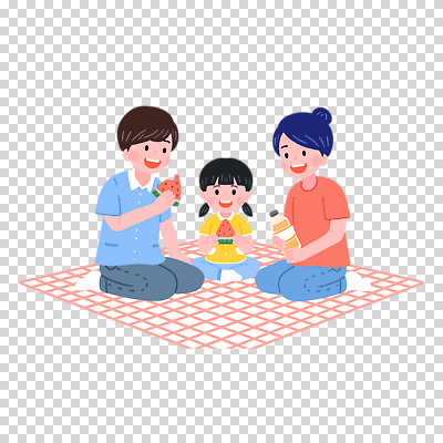 전신 편집이미지 여자 남자 음료 어린이 들기 누끼 세명 소풍 무릎꿇기 먹기 돗자리 PNG 수박조각 조각 모션 수박 사람 야외활동 파일형식 과일