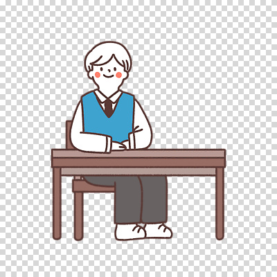 전신 편집이미지 남자 교복 청소년 한명 누끼 앉기 책상 PNG 1 옷 가구 모션 사람 파일형식