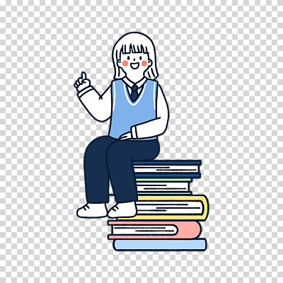 전신 편집이미지 여자 교복 청소년 한명 누끼 앉기 PNG 책더미 1 옷 모션 사람 책 무더기 파일형식