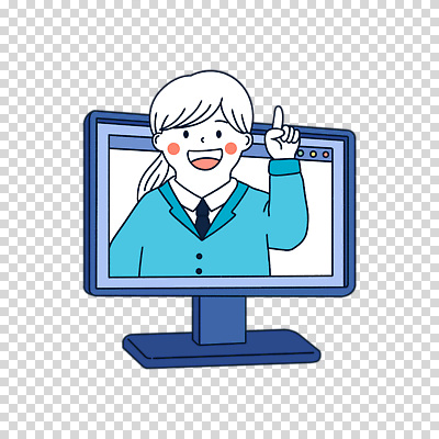 편집이미지 여자 한명 누끼 상반신 파란색 손들기 모니터 PNG 인터넷창 화상통화 1 컬러 인터넷 모션 사람 컴퓨터 통화 파일형식