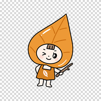 편집이미지 캐릭터 낙엽 나뭇잎 윙크 들기 누끼 사람없음 갈색 나뭇가지 PNG 나무 컬러 잎 모션 표정 파일형식