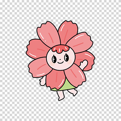 편집이미지 분홍색 누끼 사람없음 코스모스 손인사 PNG 꽃캐릭터 캐릭터 꽃 컬러 인사 파일형식