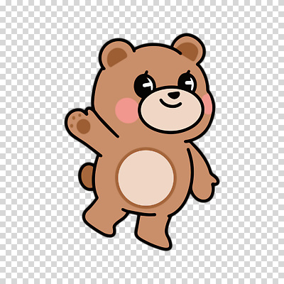 편집이미지 누끼 사람없음 갈색 곰캐릭터 손인사 PNG 컬러 동물캐릭터 곰 인사 파일형식