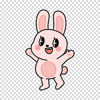 편집이미지 분홍색 누끼 사람없음 점프 만세 토끼캐릭터 PNG 컬러 동물캐릭터 모션 토끼 파일형식