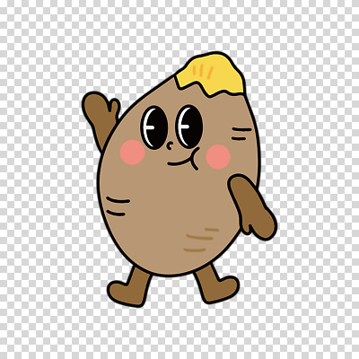 편집이미지 누끼 사람없음 갈색 손들기 군고구마 PNG 고구마캐릭터 캐릭터 컬러 모션 구이 파일형식
