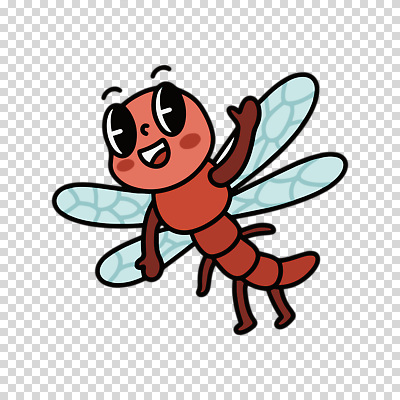 편집이미지 누끼 사람없음 빨간색 잠자리 손인사 곤충캐릭터 PNG 캐릭터 컬러 곤충 인사 파일형식