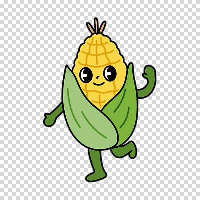 편집이미지 옥수수 누끼 사람없음 달리기 손들기 PNG 옥수수캐릭터 모션 곡류 채소캐릭터 파일형식
