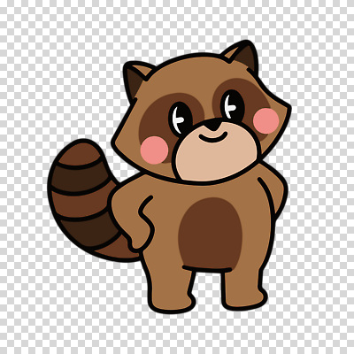 편집이미지 동물캐릭터 허리손 누끼 사람없음 갈색 너구리 PNG 동물 캐릭터 컬러 포즈 포유류 파일형식