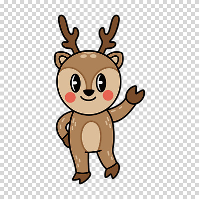 편집이미지 누끼 사람없음 갈색 손들기 사슴캐릭터 PNG 컬러 동물캐릭터 모션 사슴 파일형식