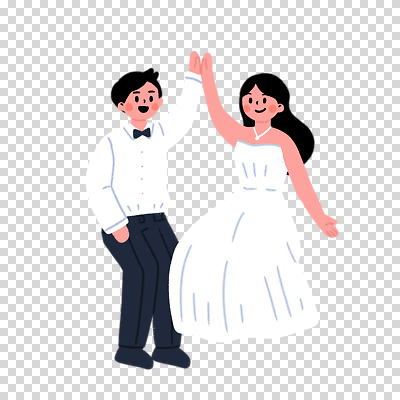 전신 편집이미지 여자 남자 웨딩드레스 누끼 턱시도 두명 하이파이브 PNG 신랑신부 드레스 신부_웨딩 신랑 결혼 사람 정장 손짓 파일형식