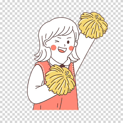 편집이미지 여자 교복 응원 청소년 윙크 한명 들기 누끼 상반신 응원수술 PNG 1 옷 모션 표정 사람 응원용품 파일형식