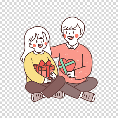 감정 관계 모션 선물 사람 앉기 상자 파일형식 사랑 커플 선물상자 들기 가부좌 전신 두명 남자 여자 편집이미지 PNG 누끼