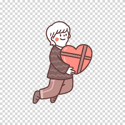 모양 1 모션 선물 사람 상자 파일형식 하트 선물상자 들기 점프 전신 한명 남자 편집이미지 PNG 누끼