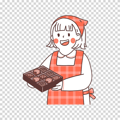 편집이미지 여자 두건 한명 누끼 상반신 초콜릿 앞치마 만들기 PNG 포장상자 1 모션 디저트 사람 상자 파일형식 음식