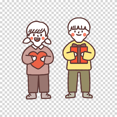 모양 모션 선물 사람 상자 파일형식 하트 선물상자 들기 전신 두명 여자 남자 어린이 편집이미지 PNG 누끼
