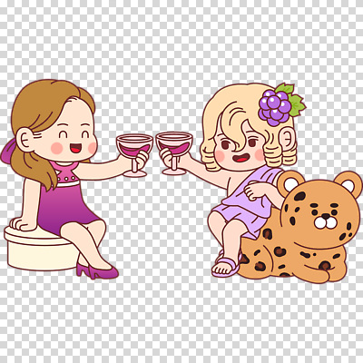 전신 편집이미지 여자 남자 와인잔 포도 들기 누끼 앉기 두명 와인 건배 표범 PNG 디오니소스 술잔 과일 포유류 모션 주류 사람 신_종교 그리스로마신화 파일형식
