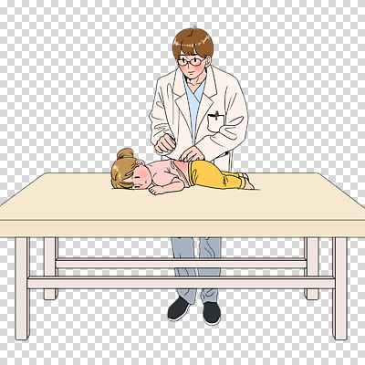 전신 편집이미지 여자 남자 어린이 엎드리기 누끼 두명 한의사 PNG 침술 진료대 안경낌 안경 모션 사람 진료 한의학 의사 파일형식