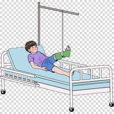 전신 편집이미지 남자 어린이 한명 누끼 눕기 PNG 깁스 병원침대 1 모션 사람 침대 의료용품 파일형식