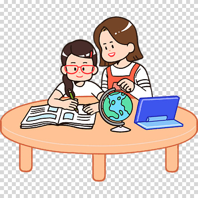 편집이미지 여자 어린이 모녀 누끼 상반신 두명 학습 태블릿 지구본 기록 책상 PNG 안경낌 교육 딸 안경 가구 가족 엄마 사람 전자제품 스마트기기 파일형식