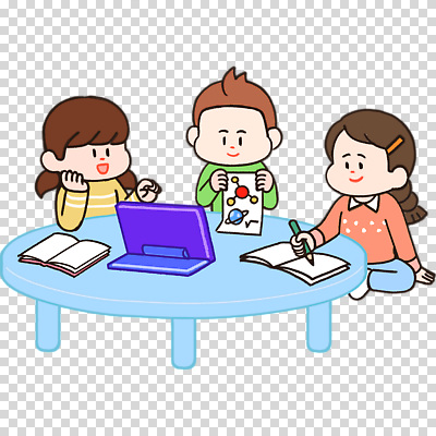 전신 편집이미지 여자 남자 어린이 누끼 책 세명 학습 태블릿 기록 책상 가부좌 PNG 교육 가구 사람 앉기 전자제품 스마트기기 파일형식