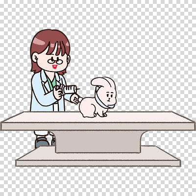 1 안경 포유류 의학 의료기기 모션 사람 반려동물 진료 의사 파일형식 반려용품 수의사 안경낌 넥카라 진료대 토끼 들기 전신 한명 여자 접종 주사기 편집이미지 PNG 누끼