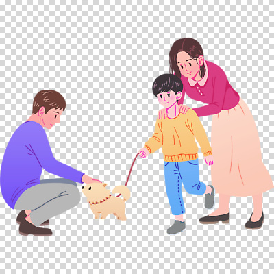 아들 가족 모션 엄마 휴식 사람 반려동물 개 파일형식 반려용품 앉기 웅크림 모자관계 산책 목줄 쓰다듬기 강아지 전신 세명 여자 남자 어린이 편집이미지 PNG 누끼