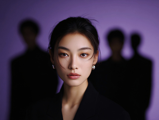 JPG 모델 편집이미지 여자 남자 실루엣 여러명 상반신 성인 빛 보라색 잡지 세미정장 의료성형뷰티 성인만 편집실사 AI인물포토 AI콘텐츠 컬러 다수 촬영기법 사람 정장 간행물 CG 파일형식 AI포토