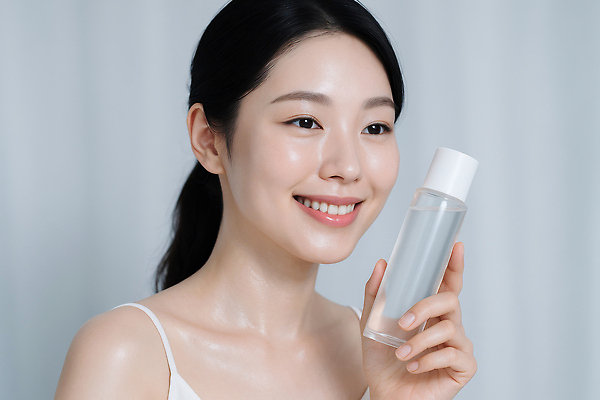 JPG 편집이미지 여자 한명 웃음 들기 상반신 성인 흰색 피부관리 광택 미스트 의료성형뷰티 성인여자한명만 편집실사 물광 AI인물포토 AI콘텐츠 1 컬러 모션 표정 사람 뷰티 화장품 CG 여자한명만 성인여자만 파일형식 AI포토