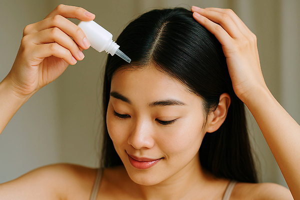 JPG 편집이미지 여자 한명 미소 들기 상반신 성인 약 스포이트 탈모 의료성형뷰티 성인여자한명만 편집실사 머리짚기 AI인물포토 AI콘텐츠 1 의학 모션 표정 사람 CG 증상 피펫 여자한명만 성인여자만 파일형식 AI포토