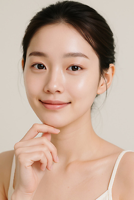 JPG 모델 편집이미지 여자 한명 미소 상반신 성인 뷰티 턱괴기 의료성형뷰티 성인여자한명만 편집실사 물광 AI인물포토 AI콘텐츠 1 모션 표정 사람 CG 여자한명만 성인여자만 파일형식 AI포토