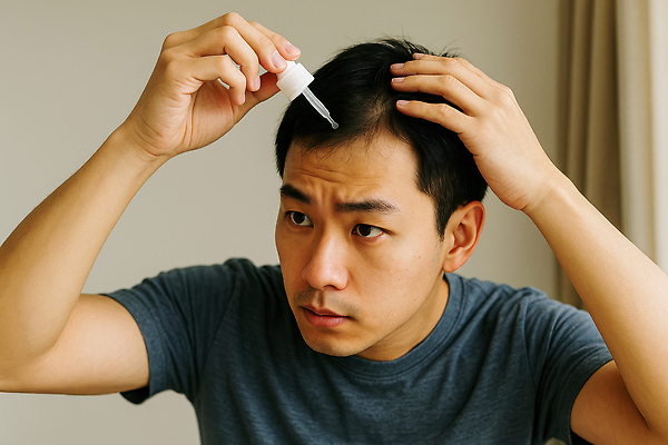 JPG 편집이미지 남자 한명 상반신 성인 약 찡그림 스포이트 심각 탈모 의료성형뷰티 성인남자한명만 편집실사 머리짚기 AI인물포토 AI콘텐츠 1 컨셉 의학 모션 표정 사람 CG 증상 피펫 남자한명만 성인남자만 파일형식 AI포토