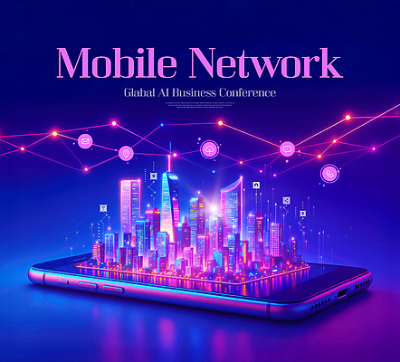 PSD 편집이미지 모바일 사람없음 스마트폰 보라색 네온 미래도시 홀로그램 네트워킹 이미지편집 컬러 미래 핸드폰 스마트기기 도시 네트워크 파일형식