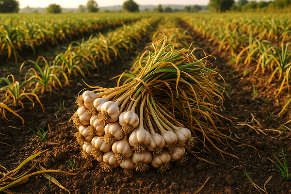JPG 편집이미지 마늘 사람없음 농사 흙 수확 시골 묶기 마늘밭 무더기 통마늘 편집실사 AI포토 AI콘텐츠 밭 농업 채소 모션 CG 파일형식