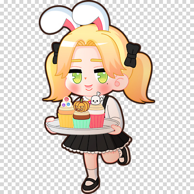 전신 편집이미지 여자 쟁반 한명 들기 누끼 할로윈 컵케이크 토끼머리띠 바니걸 서빙 PNG 다리들기 1 모션 사람 케이크 머리띠 파일형식