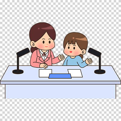 편집이미지 여자 누끼 상반신 두명 책상 마이크 PNG 음향기기 가구 사람 파일형식