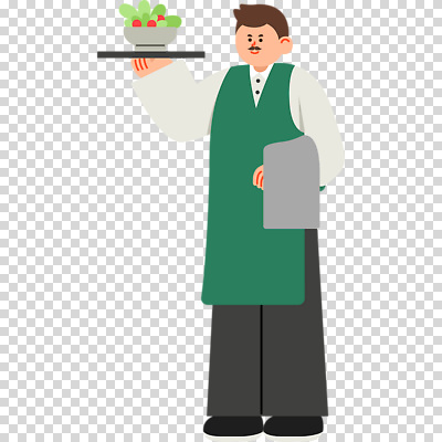 전신 편집이미지 남자 중년 쟁반 한명 누끼 샐러드 웨이터 서빙 PNG 직업 1 음식 사람 성인 파일형식