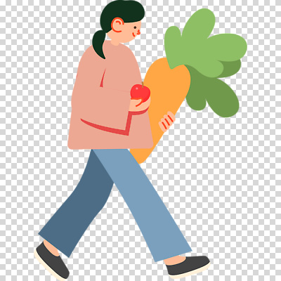 전신 편집이미지 여자 한명 들기 누끼 걷기 당근 사과 큼 PNG 1 과일 모션 뿌리채소 사람 크기 파일형식