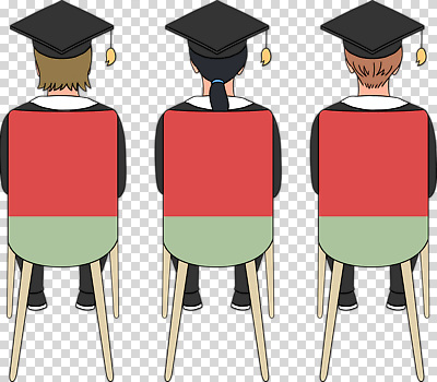 모자_잡화 뷰포인트 졸업 모션 사람 가운 파일형식 졸업가운 학사모 뒷모습 앉기 세명 남자 여자 편집이미지 PNG 누끼 전신