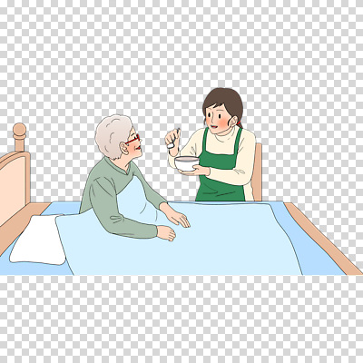 가구 모션 사람 성인 먹기 보험 파일형식 눕기 먹여주기 들기 상반신 침대 두명 여자 노년 요양보험 편집이미지 PNG 누끼
