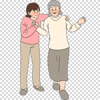 모션 사람 성인 파일형식 걷기 손잡기 잡기 전신 두명 여자 노년 편집이미지 PNG 누끼