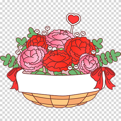 편집이미지 리본 잎 누끼 사람없음 하트 카네이션 꽃바구니 PNG 데코픽 모양 식물 꽃 바구니 파티용품 파일형식