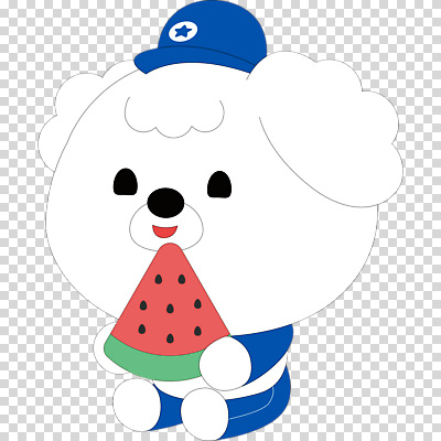 편집이미지 미소 들기 누끼 앉기 사람없음 강아지 개캐릭터 PNG 수박조각 캡모자 모자_잡화 조각 동물캐릭터 모션 수박 표정 반려동물 개 파일형식