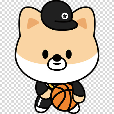 편집이미지 농구공 허리숙이기 미소 들기 누끼 사람없음 강아지 개캐릭터 PNG 캡모자 모자_잡화 동물캐릭터 공 모션 농구 표정 숙이기 반려동물 개 파일형식