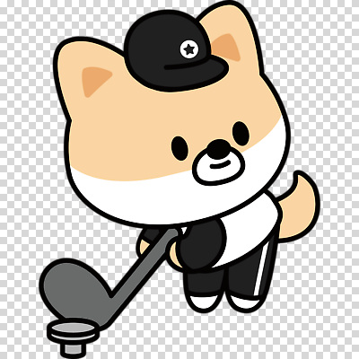 편집이미지 허리숙이기 미소 들기 누끼 사람없음 골프채 강아지 개캐릭터 PNG 골프티 캡모자 모자_잡화 동물캐릭터 모션 골프용품 표정 숙이기 반려동물 개 파일형식