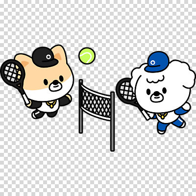 편집이미지 미소 들기 누끼 사람없음 달리기 손들기 점프 테니스라켓 네트 강아지 테니스공 개캐릭터 PNG 캡모자 모자_잡화 스포츠 동물캐릭터 공 모션 표정 반려동물 테니스 라켓 테니스용품 개 파일형식