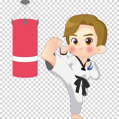 전신 편집이미지 남자 어린이 한명 미소 누끼 소년 킥 태권도 태권도복 샌드백 PNG 검은띠 소년한명만 1 스포츠용품 모션 표정 도복 사람 격투기 끈 남자한명만 소년만 파일형식