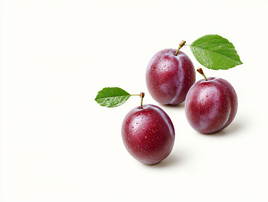 JPG 편집이미지 열매 잎 여름음식 사람없음 물방울 신선 자두 제철과일 편집실사 AI포토 AI콘텐츠 식물 음식 과일 CG 제철 파일형식 여름_계절