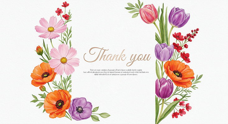 PSD 편집이미지 잎 프레임 사람없음 튤립 화려 꽃봉오리 감사 땡큐 아네모네 이미지편집 카드프레임 식물 꽃 감정 컨셉 파일형식