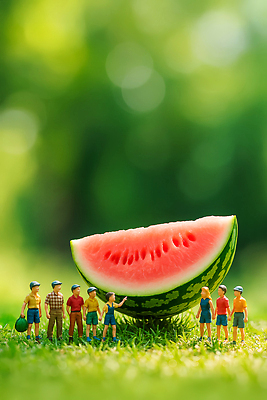 JPG 편집이미지 모자 여자 남자 어린이 여름음식 소녀 소년 잔디 여러명 초록색 여름 손잡기 피규어 가리킴 큼 보케 수박조각 어린이만 제철과일 편집실사 AI포토 AI콘텐츠 식물 잡화 계절 음식 컬러 조각 다수 과일 모션 수박 사람 손짓 미니어처 크기 CG 제철 파일형식 여름_계절